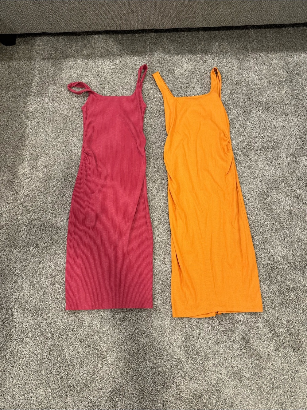 Two Old Navy Ribbed Maternity Tank Dresses- medium